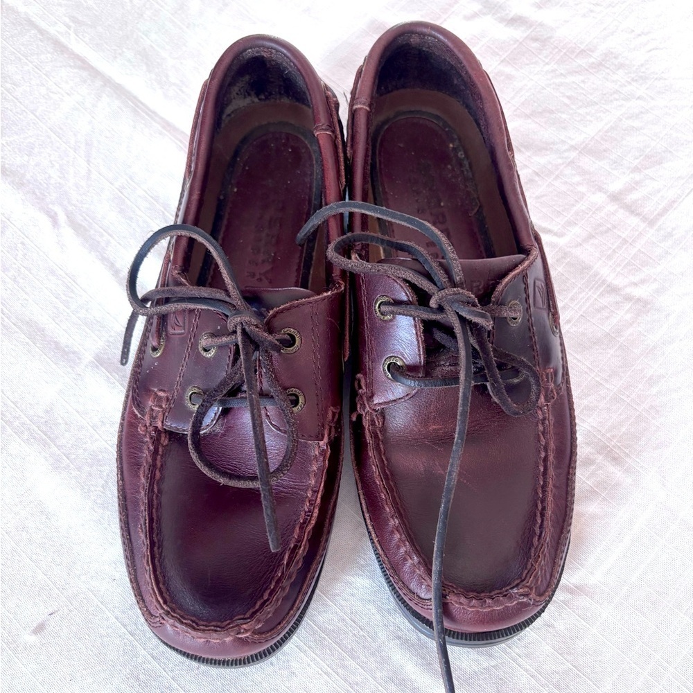 Men’s Sperry Top-sider Charter Amaretto Brown Leather ASV Boat Shoes Loafers 7.5